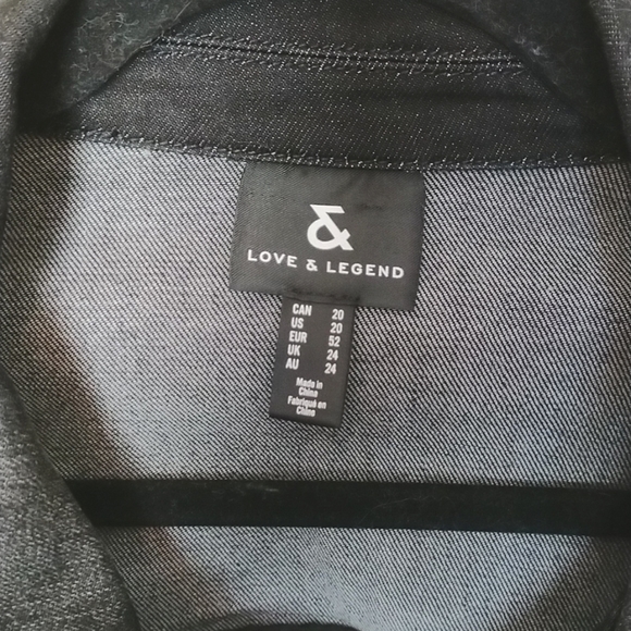 EUC Love & Legend Size 20 Black Denim Motto Style Jacket - Picture 2 of 8